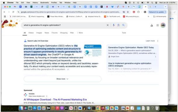 Google AI 概览展示了信息在搜索界面内的直接综合